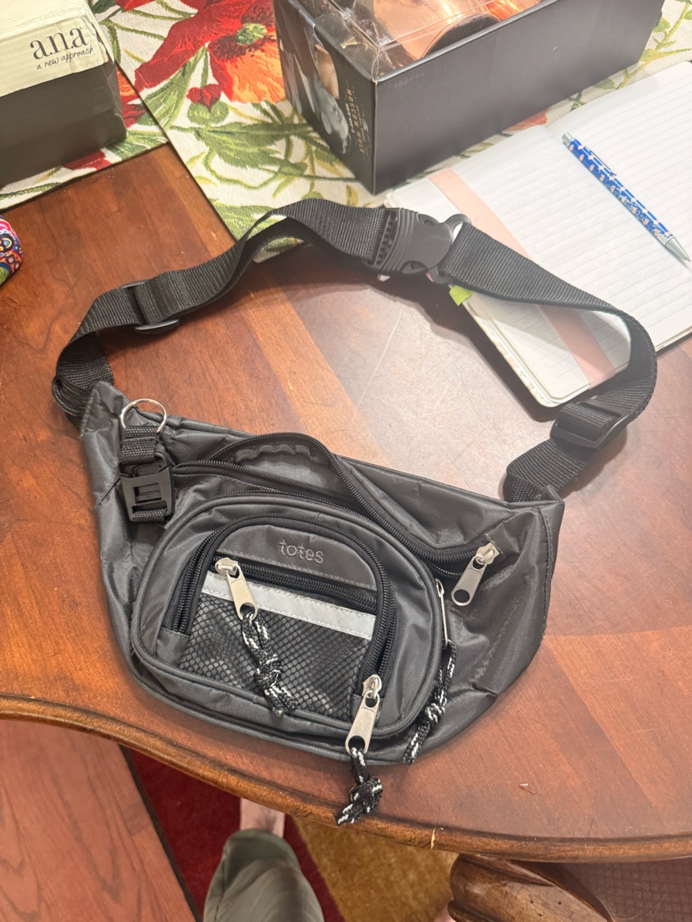 totes Black Men’s Belt Pack with Reflective Trim